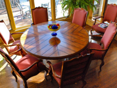 Pedestal Table and Eight Arm Chairs